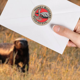 Fürchte kein böses Badass Honigdachs Rot Tier Kuns Runder Aufkleber