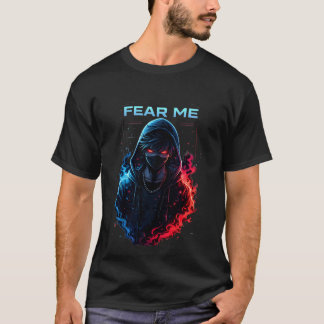 Fürchte Mich Cyberpunk-Krieger mit Kapuze Rot und T-Shirt