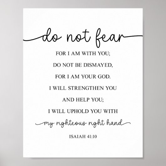 Fürchte nicht, dass ich bei dir bin, Isaiah 41:10 Poster (Vorne)