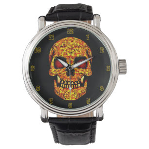 Furchteinflößender Halloween-Totenschädel mit blut Armbanduhr