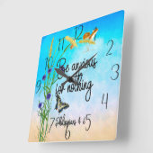 Fürchten Sie sich auf nichts Philippinen 4:6 Quadratische Wanduhr (Winkel)