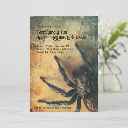 🕷️ fürchterlich Spaß Spider HALLOWEEN Bash Einladung (Stehend Vorderseite)