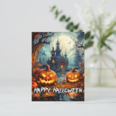 fürchterliches Altes Spuk Haus Halloween Postkarte (Stehend Vorderseite)