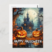fürchterliches Altes Spuk Haus Halloween Postkarte (Vorne/Hinten)