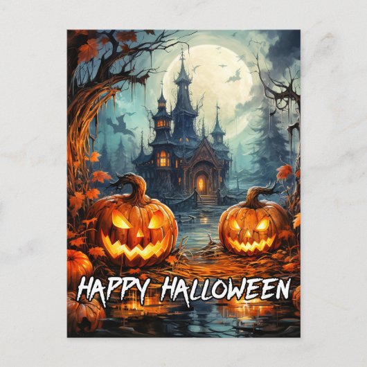 fürchterliches Altes Spuk Haus Halloween Postkarte (Vorderseite)