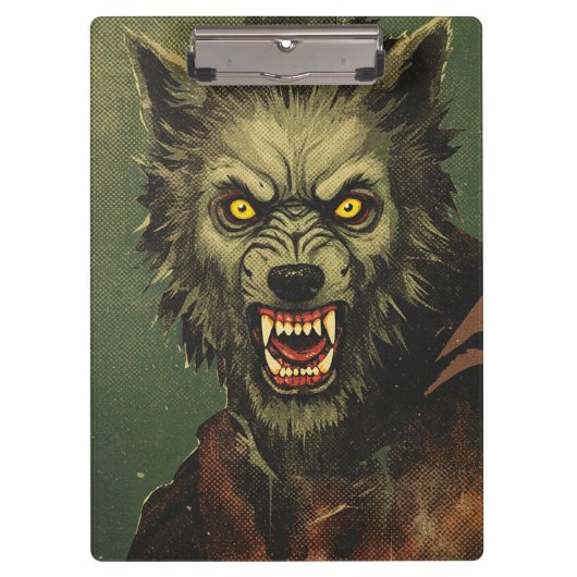 Furchterregende Werwolf-Horror-Illustration Klemmbrett (Vorderseite)