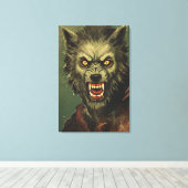 Furchterregende Werwolf-Horror-Illustration Leinwanddruck (Insitu (Holzboden))