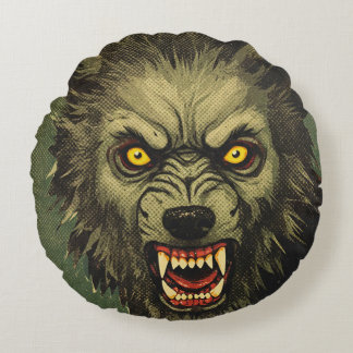 Furchterregende Werwolf-Horror-Illustration Rundes Kissen