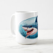 Furchterregender Hai Kaffeetasse (Vorderseite Links)