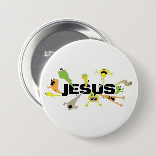 Furchterregender Jesus (schwarz) Button (Vorne & Hinten)