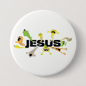 Furchterregender Jesus (schwarz) Button (Vorderseite)