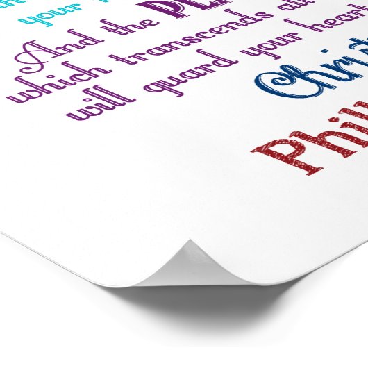 Fürchtet euch um nichts Philippinen 4:6-7 Poster (Ecke)