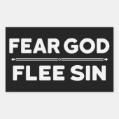 Furchtgott - Flee Sin - Christlich Rechteckiger Aufkleber (Vorderseite)