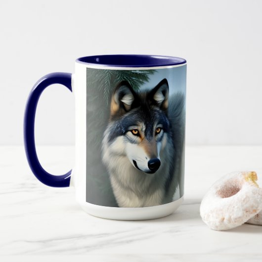 Furchtlos der arktische Wolf, Combo-Kaffee-Tasse Tasse (Mit Donut)