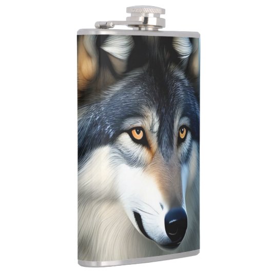 Furchtlos der arktische Wolf, Hip Flask Flachmann (Rechts)