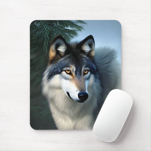 Furchtlos der arktische Wolf, Mousepad (Mit Mouse)