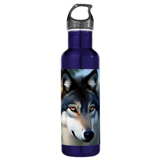 Furchtlos der arktische Wolf, Wasserflasche Edelstahlflasche (Vorderseite)