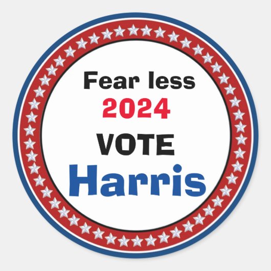 Furchtlos im Jahr 2024 mit einer Stimme für Harris Runder Aufkleber (Vorderseite)