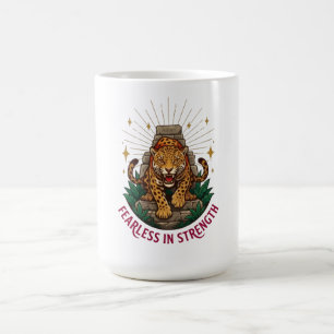 Furchtlos in Stärke Aztekischer Jaguar Grafik Dame Kaffeetasse