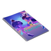 Furchtlose Mädchen laufen in Neon City Notizblock (Rechte Seite)