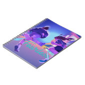 Furchtlose Mädchen laufen in Neon City Notizblock (Linke Seite)