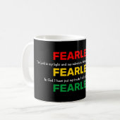 Furchtlose Psalmen Inspirationsrot-Gelb-Grün Kaffeetasse (Vorderseite Links)
