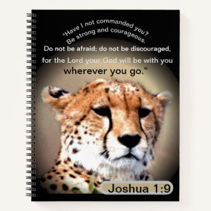 Furchtlose Reise: Cheetah Tear Marks Joshua 1:9 Notizblock