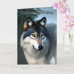 Furchtloser Arktischer Wolf, Geburtstagskarte Karte