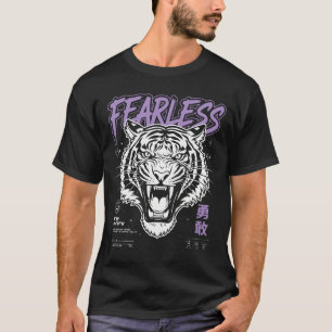 Furchtloser Brüllender Tiger Cyber Streetwear Graf T-Shirt