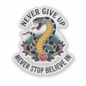 Furchtloser Geist: Kühne Schlange und Rose Kunstwe Aufkleber (Vorderseite)