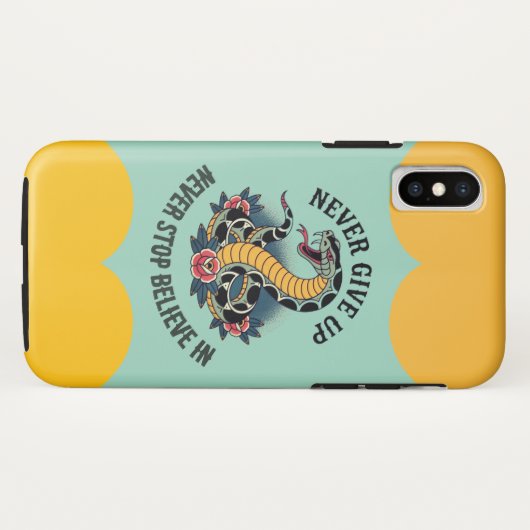 Furchtloser Geist: Kühne Schlange und Rose Kunstwe Case-Mate iPhone Hülle (Rückseite (Horizontal))