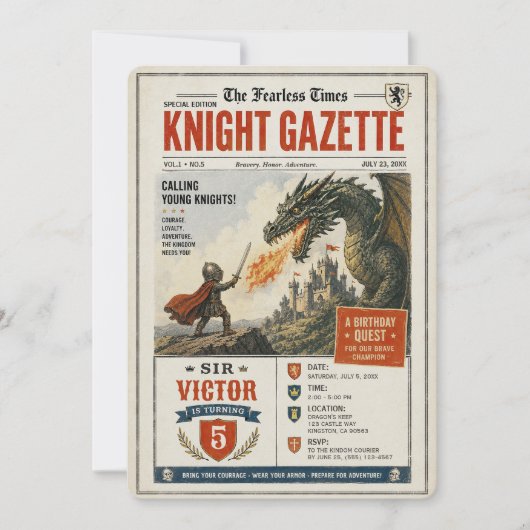 Furchtloser Ritter Editorial Einladung (Vorderseite)