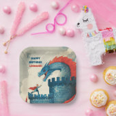 Furchtloser Ritter und Drache Pappteller (Party)