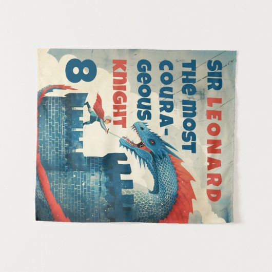 Furchtloser Ritter und Drache Wandteppich (Vorderseite (Horizontal))