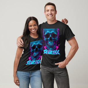 Furchtloser Schädel   Neon Cyberpunk Streetwear De T-Shirt