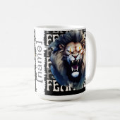 Furchtloses Brüllen – Kühner Löwe  Kaffeetasse (VorderseiteRechts)