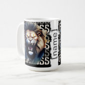 Furchtloses Brüllen – Kühner Löwe  Kaffeetasse (Vorderseite Links)
