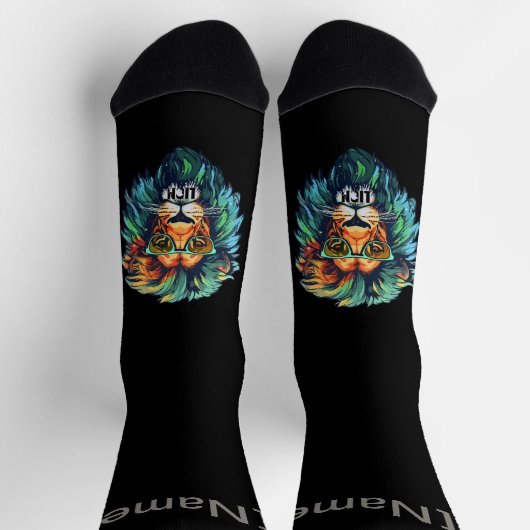 Furchtloses Brüllen – Kühner Löwe Socken (Oben)