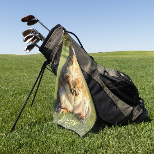 Furchtloses Fuchs-Hörnchen Tier Golfhandtuch (Gras)