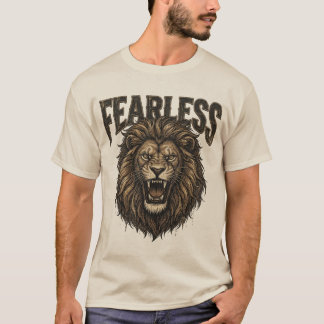 Furchtloses Löwenporträt Vintage Grafik T-Shirt