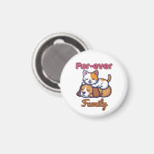 Furever Family Heartwarming Cat & Dog Illustration Magnet (Vorderseite/Rückseite)