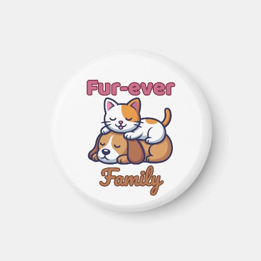 Furever Family Heartwarming Cat & Dog Illustration Magnet (Vorne)