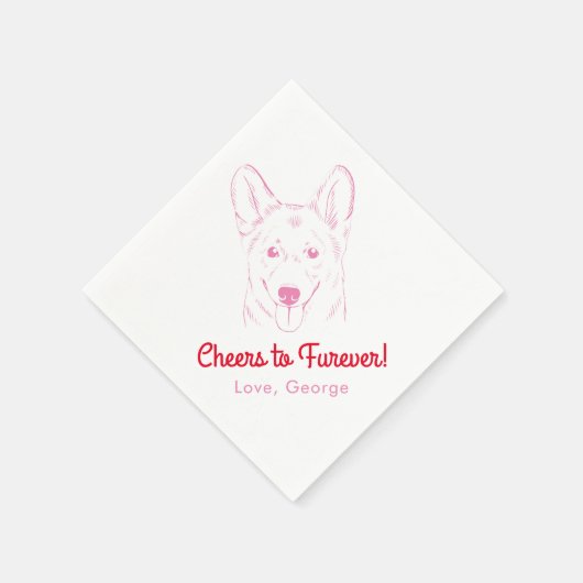 Furever freut sich! Corgi Wedding Napkins Serviette (Ecke)
