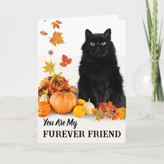 Furever Friend Niedliches Halloween mit Black Cat Karte (Vorderseite)