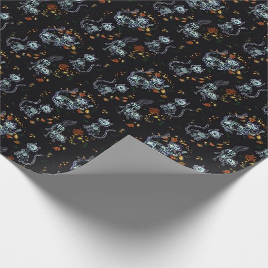 Furever Friends Spooky Ghost Cats Wrapping Paper Geschenkpapier (Ecke)