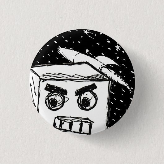 Furies Fast KARL der Roboter mit Rakete im All Button (Vorderseite)