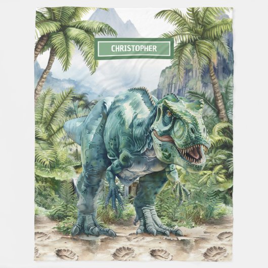 Furious Dinosaur Blanket Personalisiert Boy Name Fleecedecke (Vorderseite)