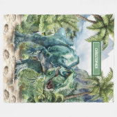 Furious Dinosaur Blanket Personalisiert Boy Name Fleecedecke (Vorderseite (Horizontal))