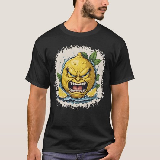 Furious Lemon Face with Splash Effect T-Shirt (Vorderseite)