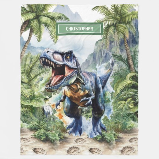 Furious T-Rex Dinosaur Blanket Personalisiert Cust Fleecedecke (Vorderseite)
